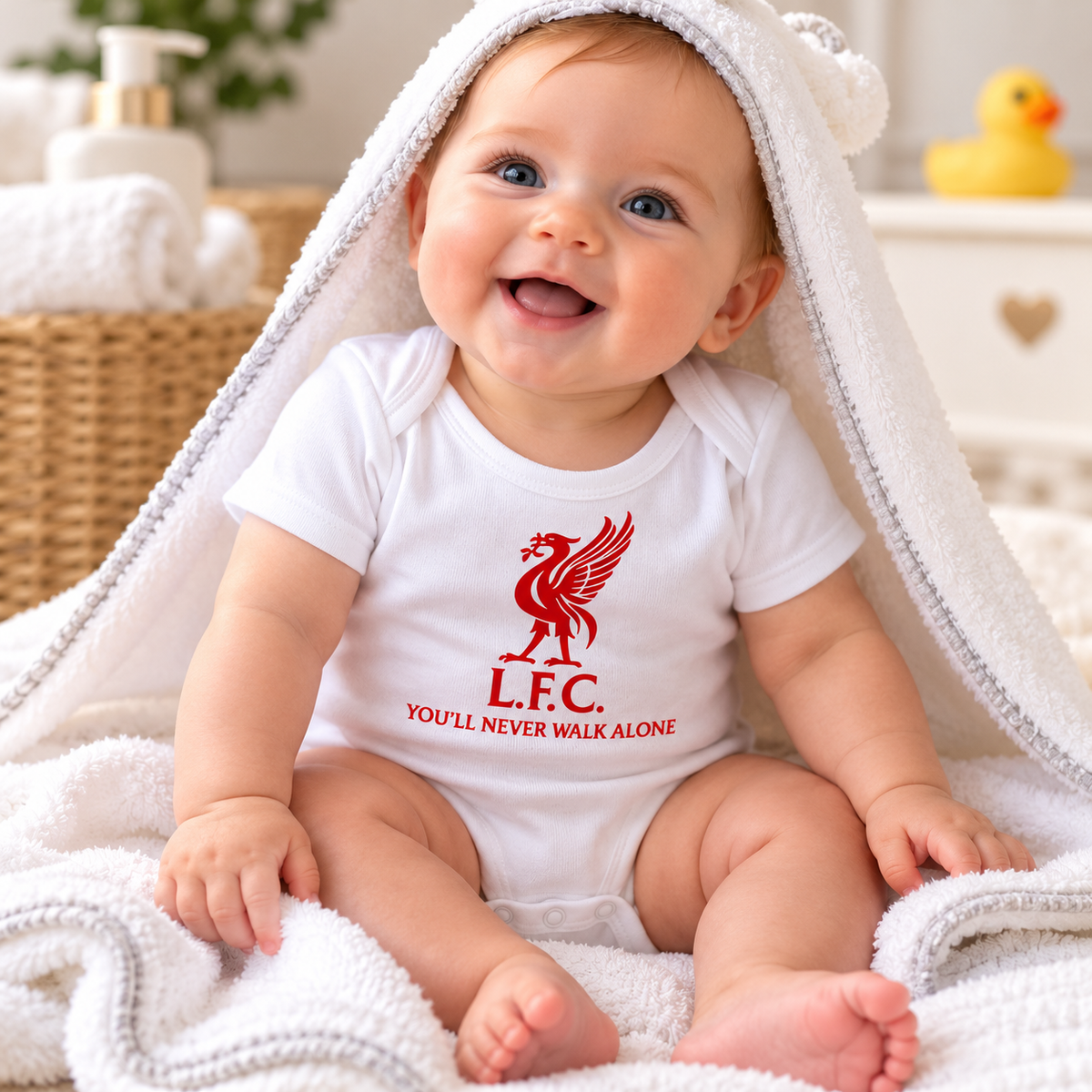 Personalised Liverpool FC Baby Gift Set | Sleepsuit, Vest & Bib