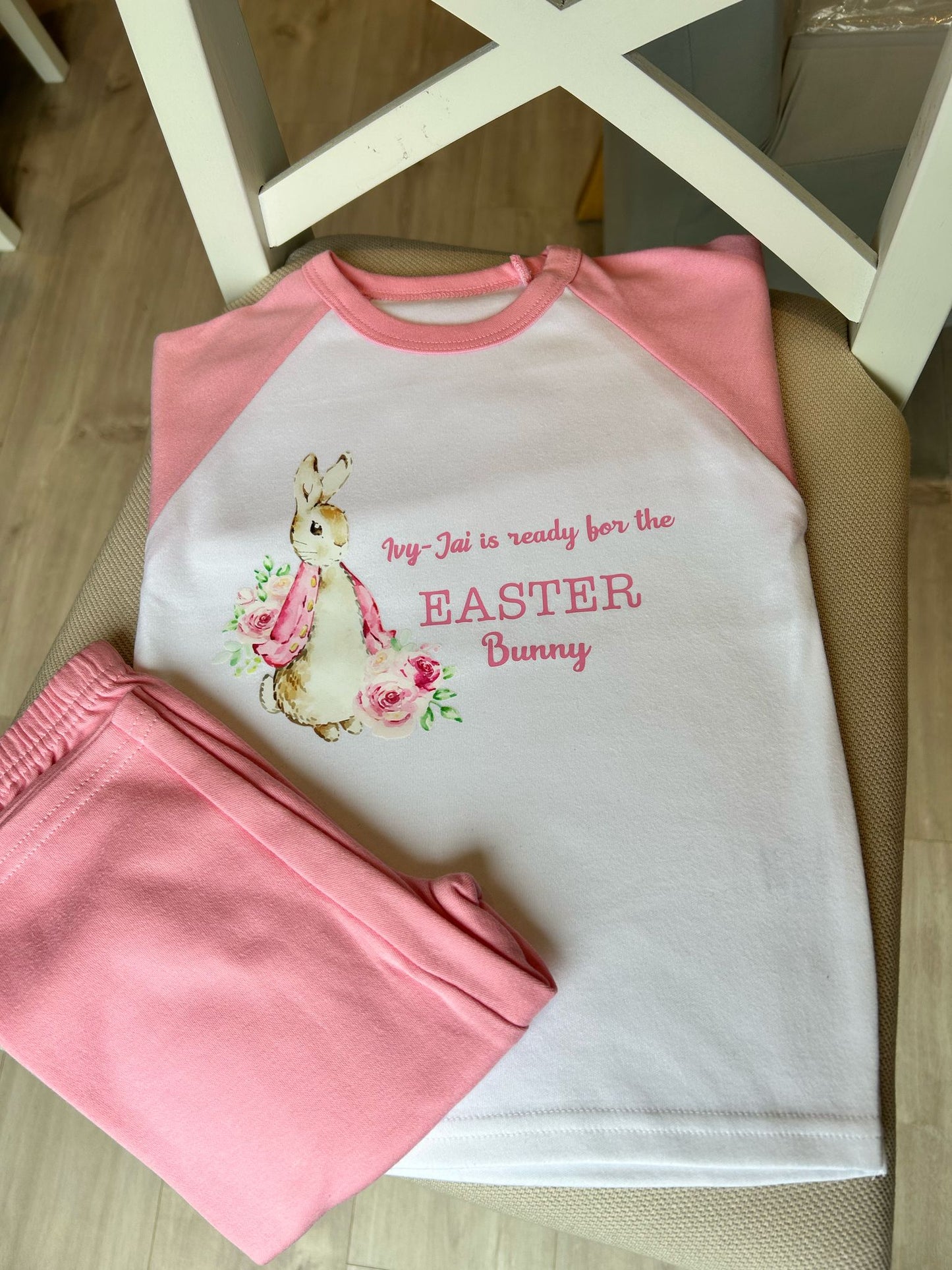 Kids Pink Personalised Easter Pjs