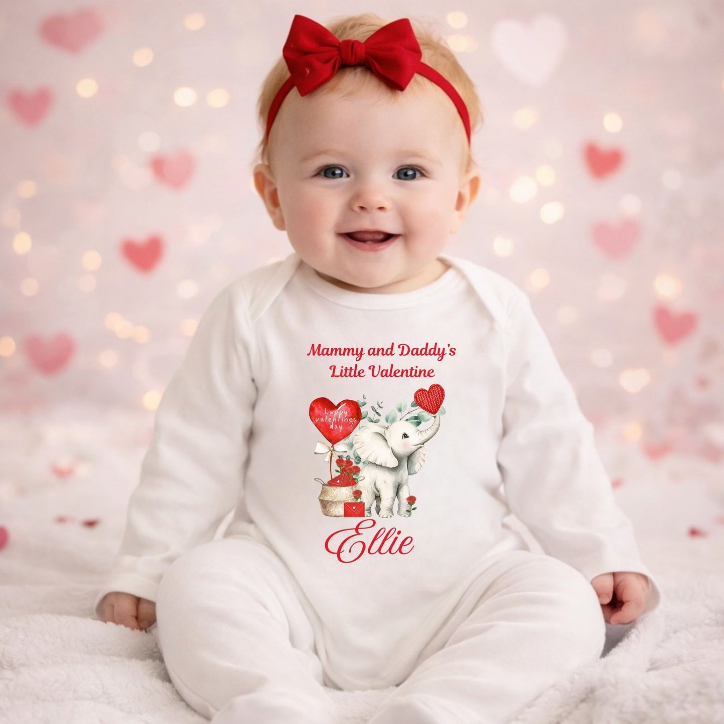 Personalised Valentine's Babygrow - Little Elephant Valentine 💕