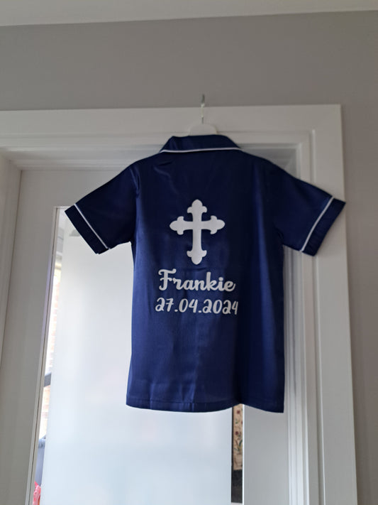 Boys Navy Satin Pjs
