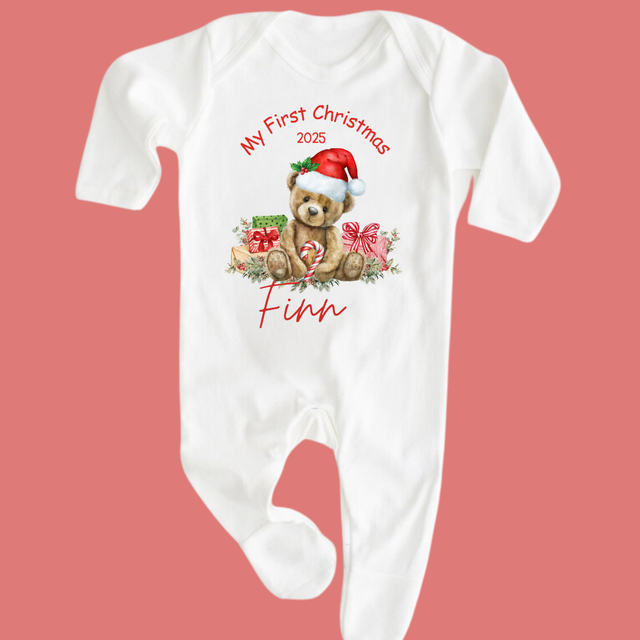 Personalised My First Christmas Babygrow Design 1 detail