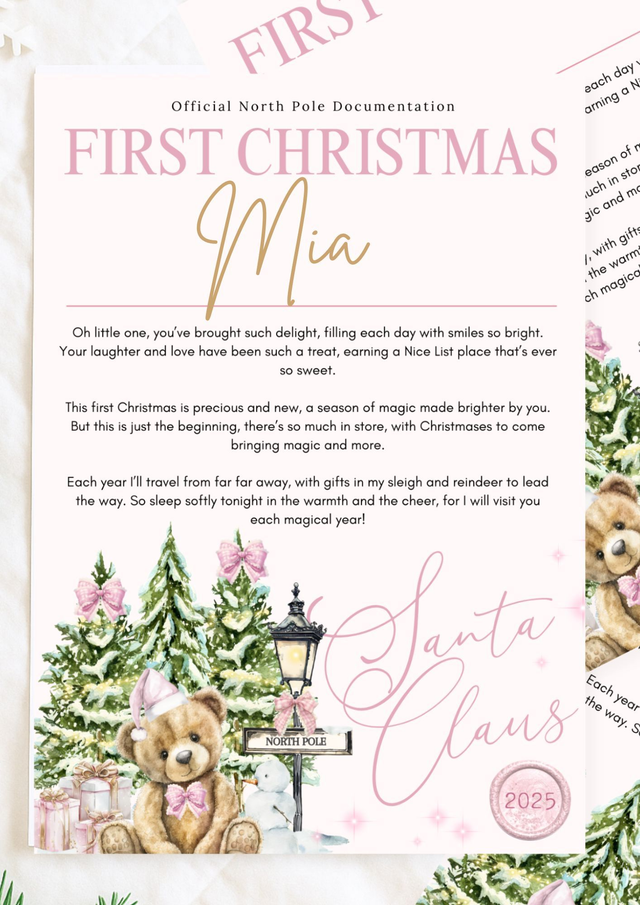 Personalised Pink Nice List Certificate from Santa – North Pole Design