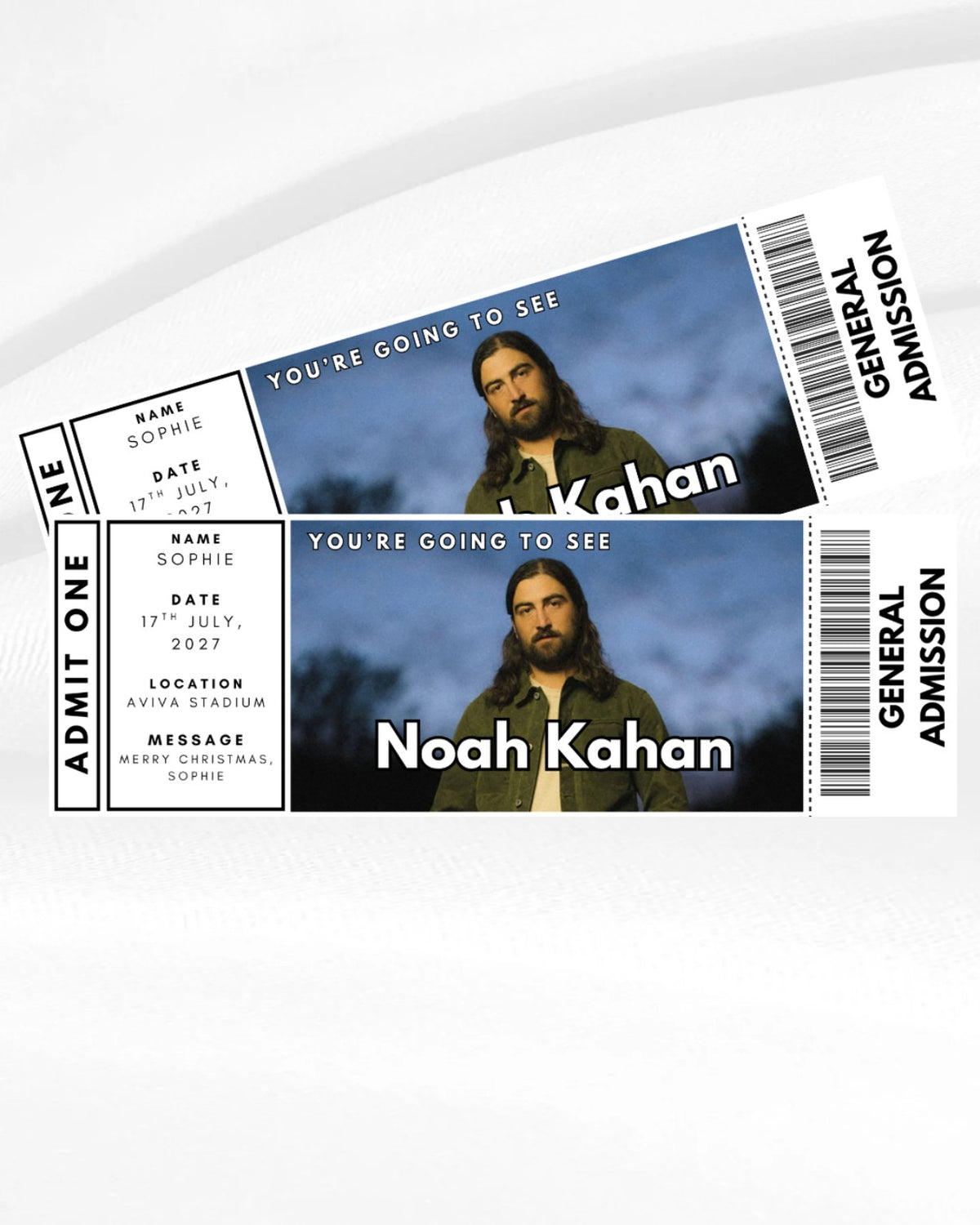 Personalised Noah Kahan Concert Ticket