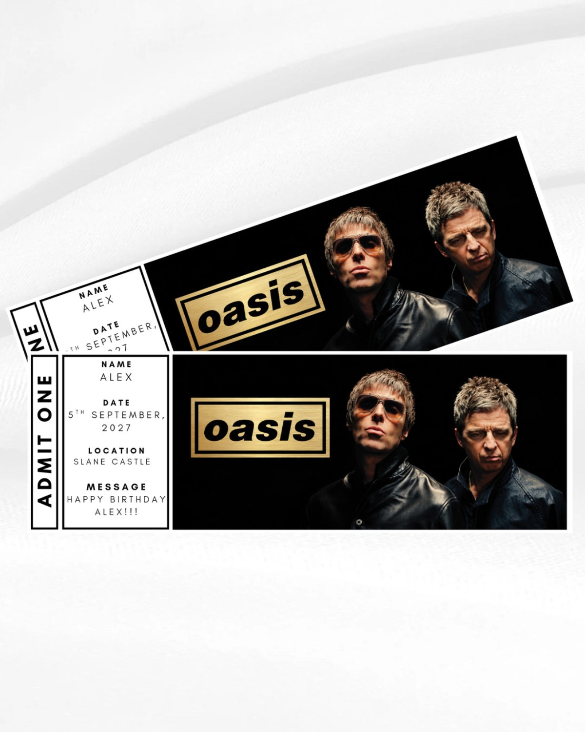 Personalised Oasis concert ticket gift for Slane Castle