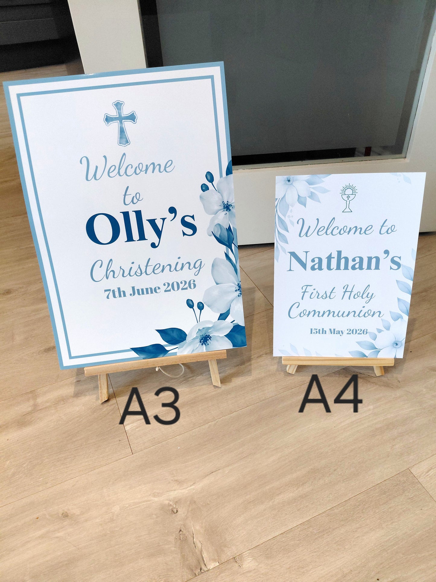Navy Floral Personalised Party Welcome Sign - A3 & A4