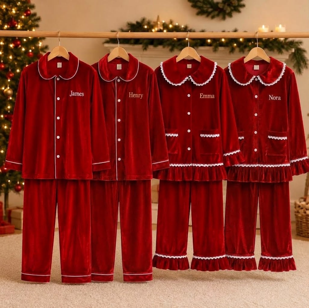 Red Velvet Personalised Christmas Pyjamas - PRE- ORDER ONLY