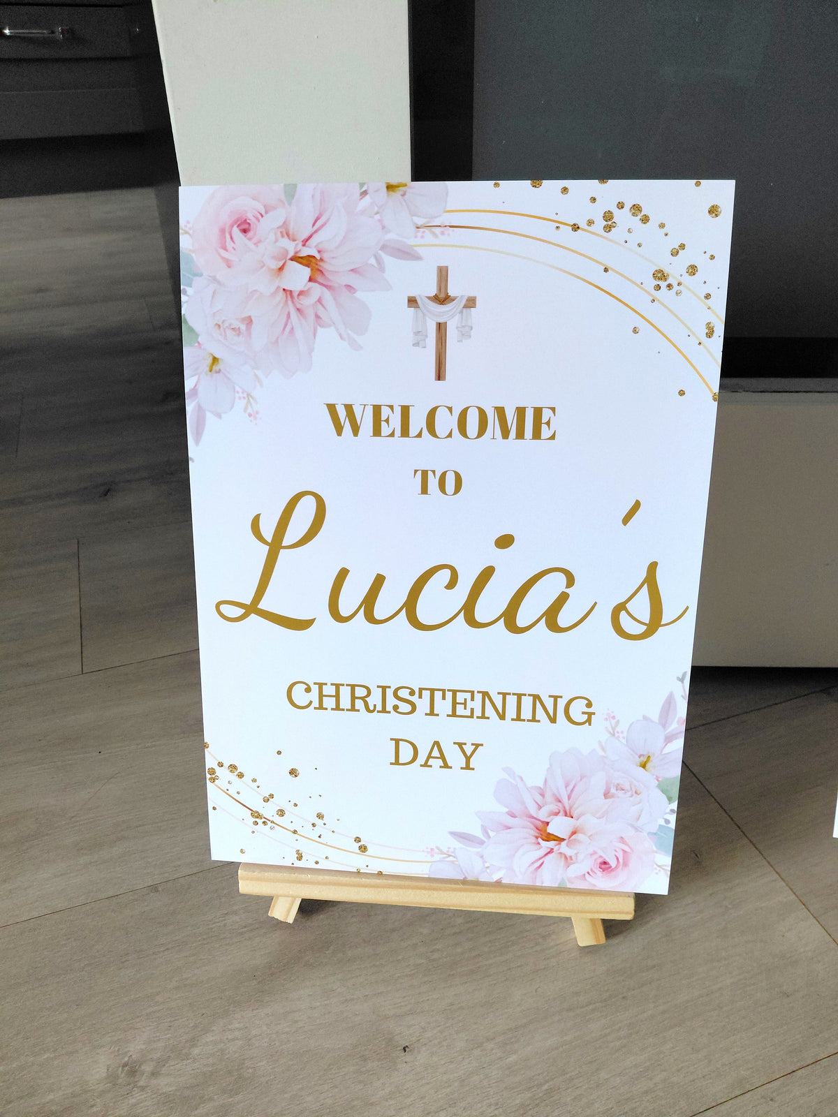 Pink Floral Personalised Party Welcome Sign - A3 & A4