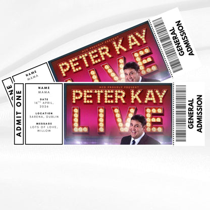 Personalised Peter Kay Concert Ticket - Custom Event Ticket