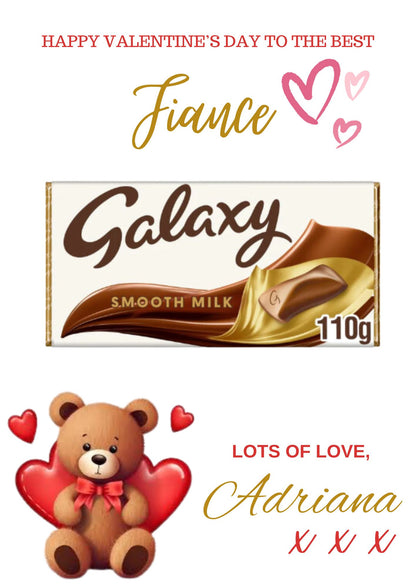 Heart Teddy A4 Galaxy Bar Valentine’s Card