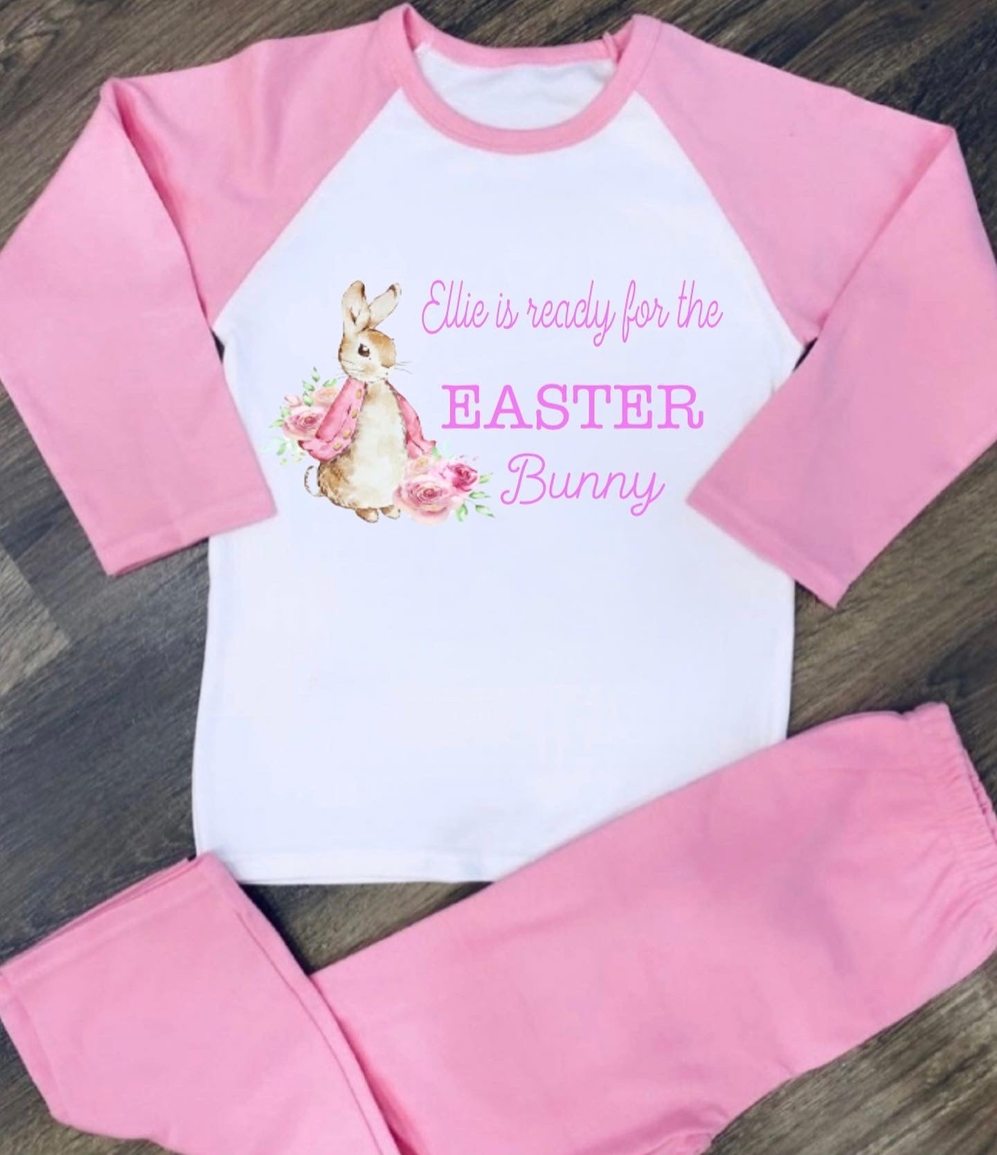 Kids Pink Personalised Easter Pjs