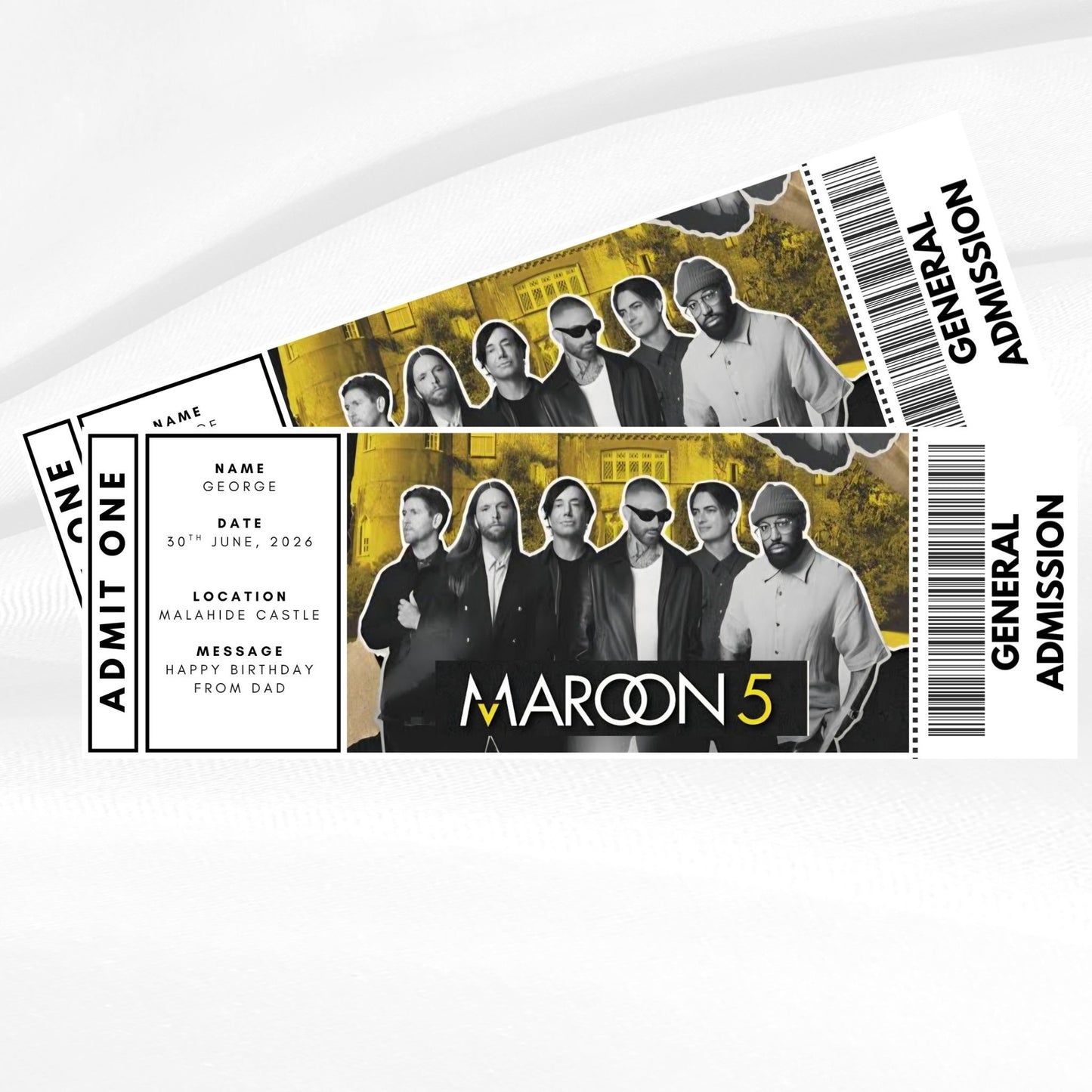 Personalised Maroon5 Concert Ticket - Custom Event Ticket
