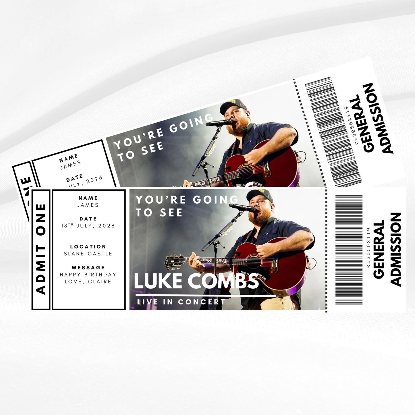 Personalised Luke Combs Concert Ticket - Custom Event Ticket
