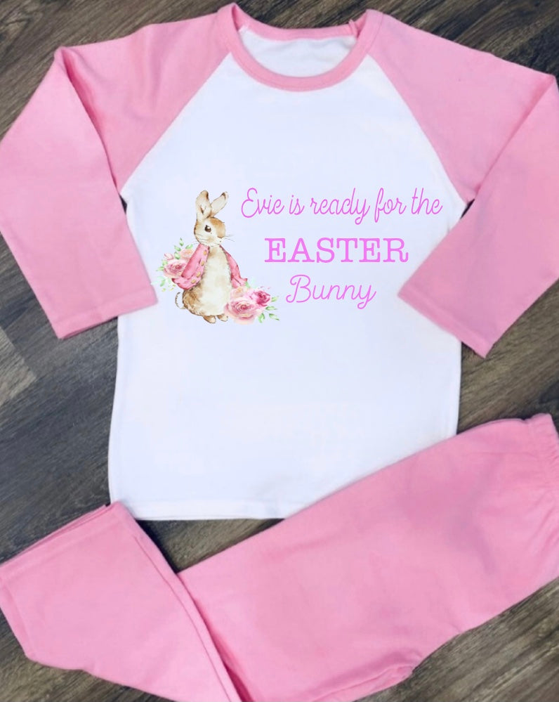 Kids Pink Personalised Easter Pjs