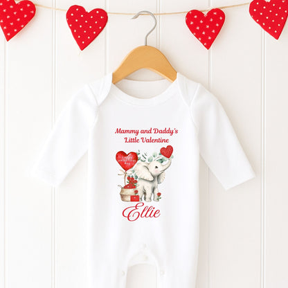 Personalised Valentine's Babygrow - Little Elephant Valentine  💕
