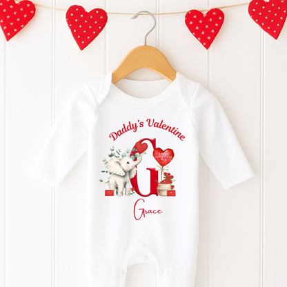 Personalised Valentine's Babygrow - Little Elephant Initial  Design 💕