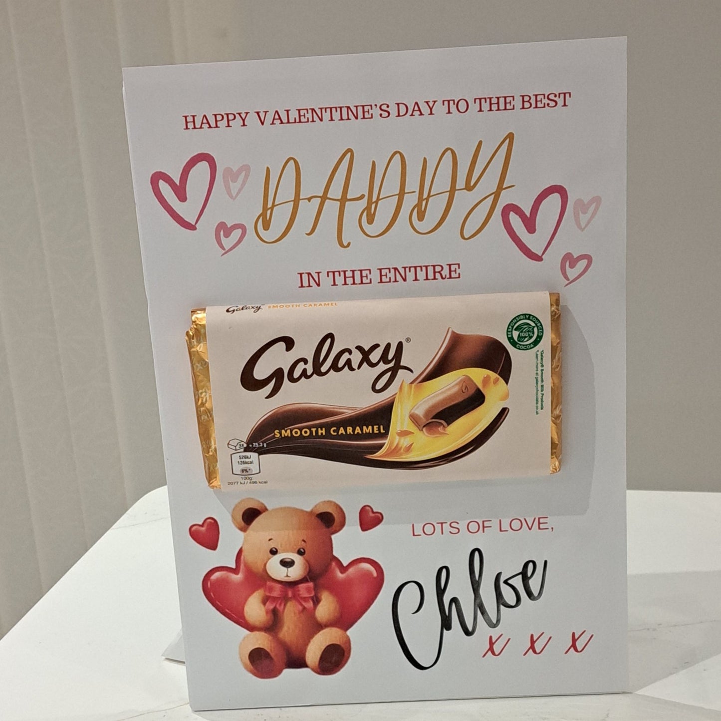 Heart Teddy A4 Galaxy Bar Valentine’s Card