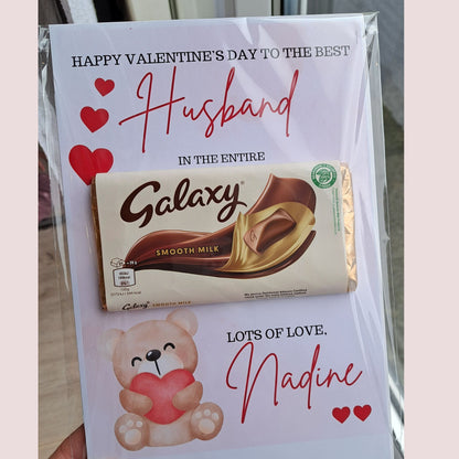 Teddy with heart A4 Galaxy Bar Valentine’s Card