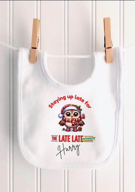 Personalised Staying Up Late Toy Show Baby Bib