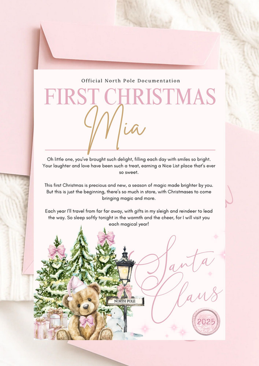 Personalised Pink Nice List Certificate from Santa – North Pole Design