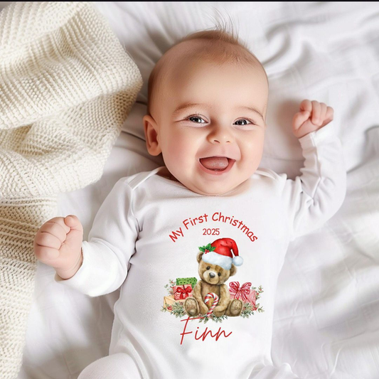Personalised My First Christmas Babygrow Design 1