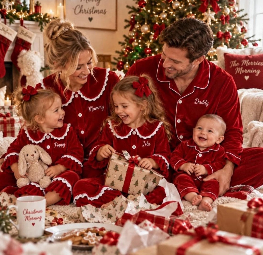 Red Velvet Personalised Christmas Pyjamas - PRE- ORDER ONLY