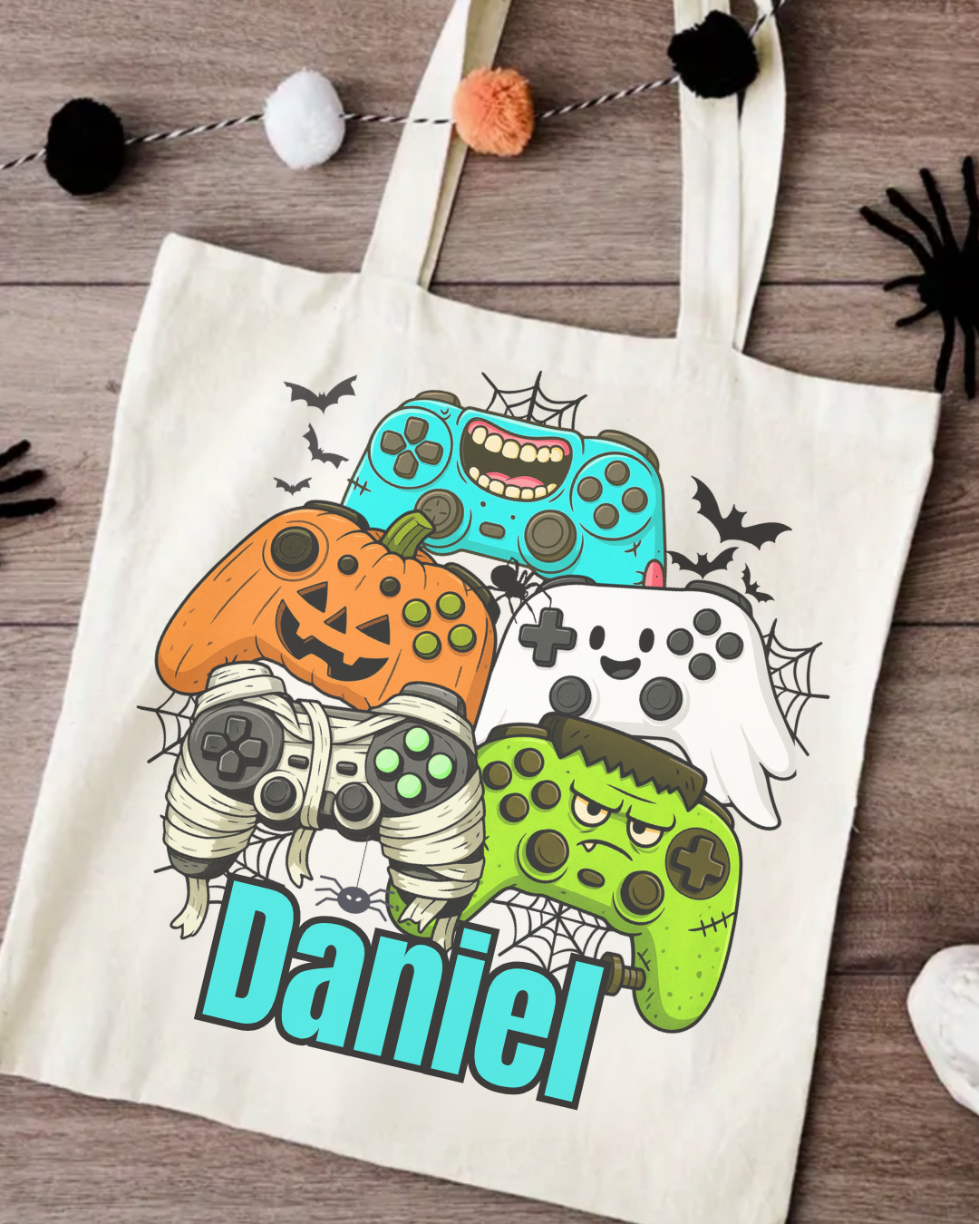 Personalised Gamer Halloween Trick or Treat Bag | Kids Cotton Tote