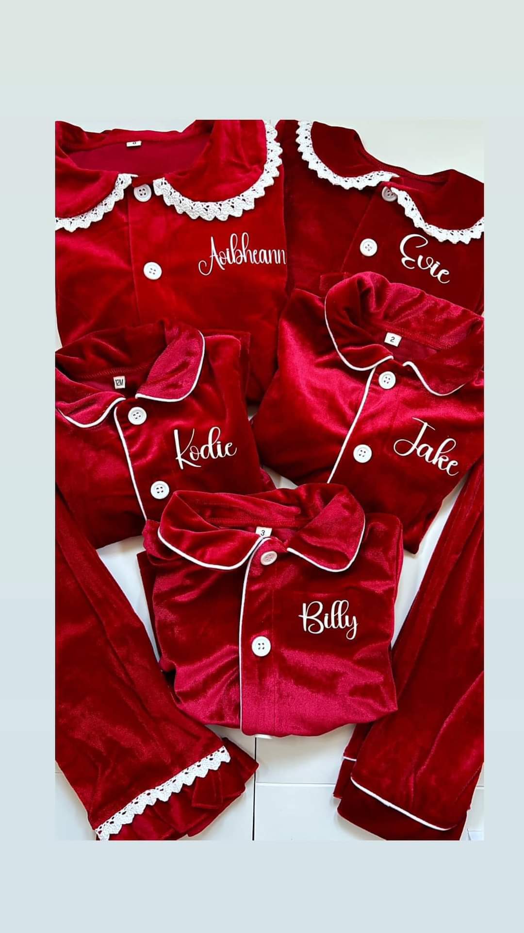 Red Velvet Personalised Christmas Pyjamas - PRE- ORDER ONLY