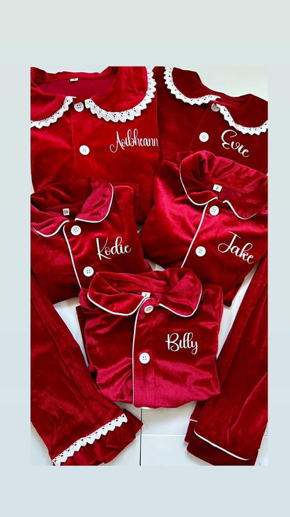 Red Velvet Personalised Christmas Pyjamas - PRE- ORDER ONLY