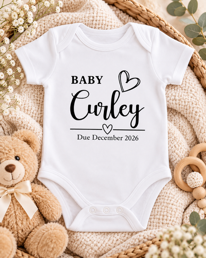 Personalised Baby Announcement Vest | Pregnancy Reveal & Due Date