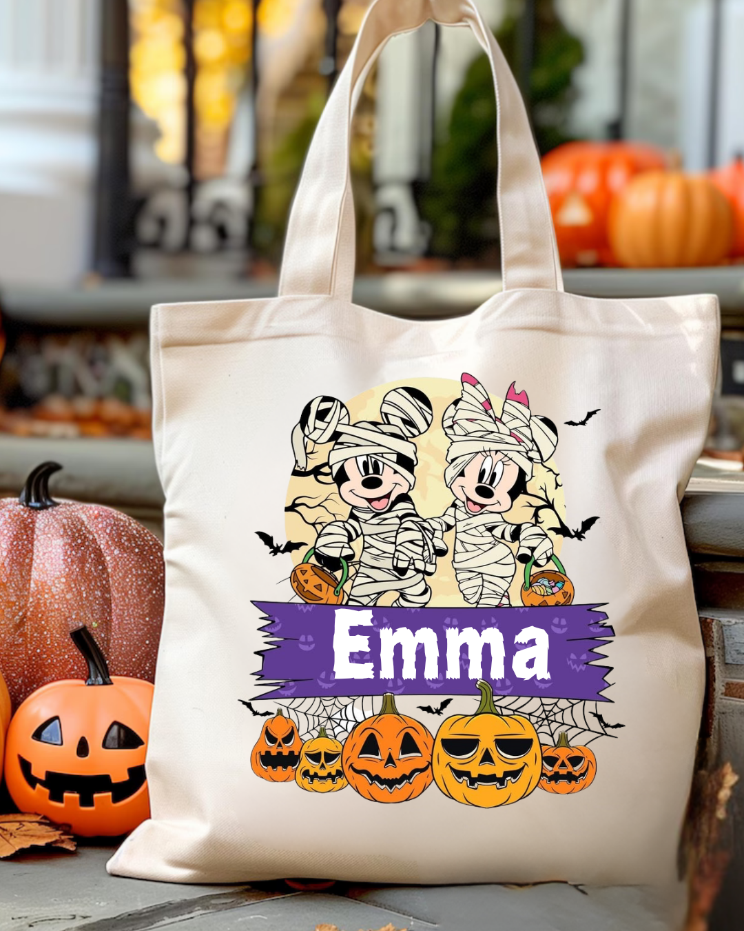 Personalised Mummy Mice Halloween Trick or Treat Bag | Kids Cotton Tote
