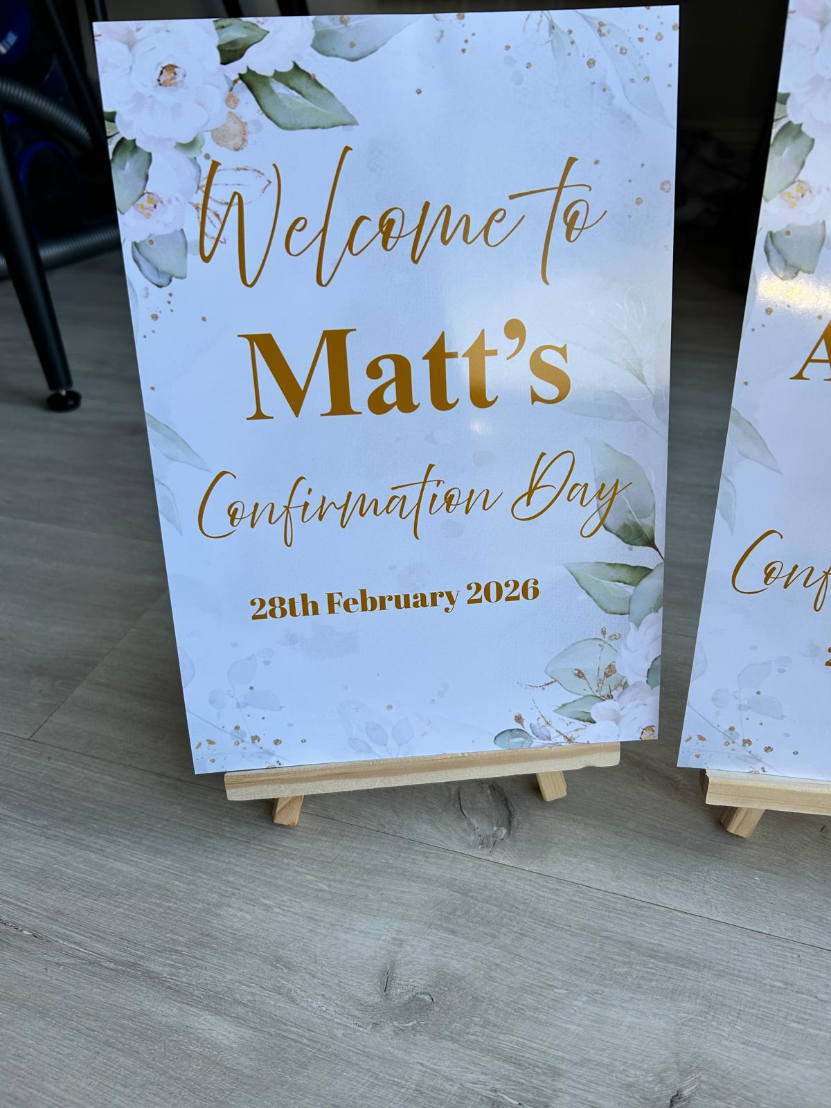 Green Floral Personalised Party Welcome Sign - A3 & A4