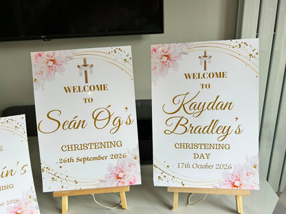 Pink Floral Personalised Party Welcome Sign - A3 & A4