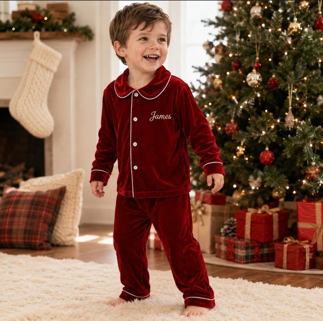 Red Velvet Personalised Christmas Pyjamas - PRE- ORDER ONLY