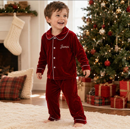 Red Velvet Personalised Christmas Pyjamas - PRE- ORDER ONLY