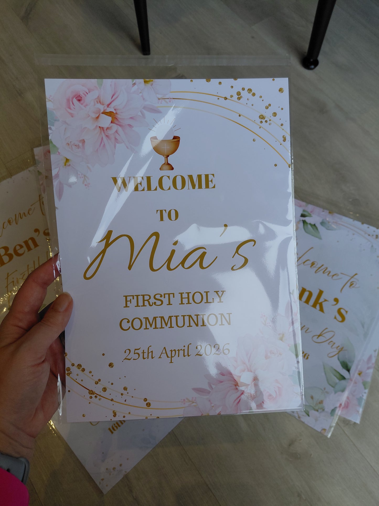 Pink Floral Personalised Party Welcome Sign - A3 & A4