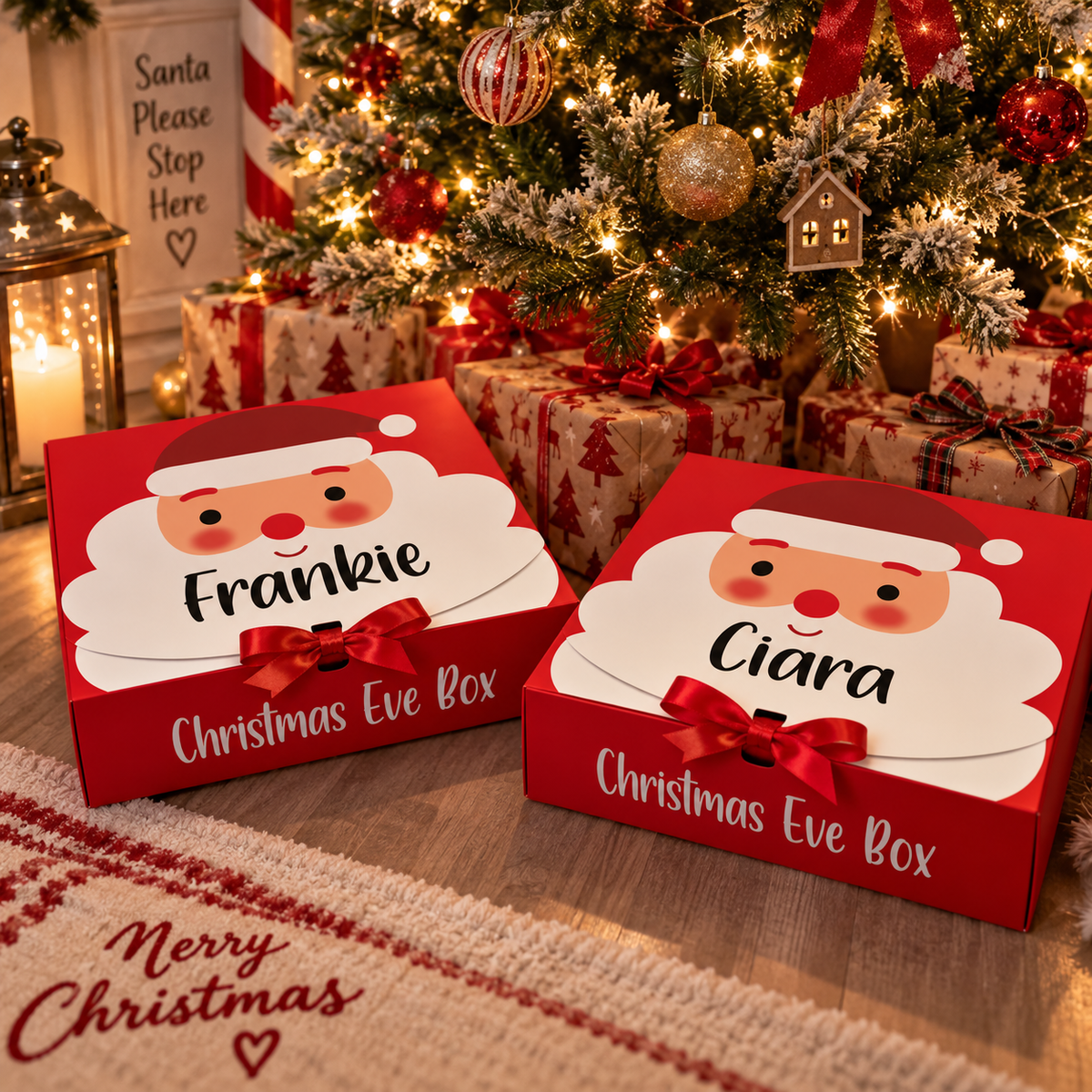 Personalised Santa Christmas Eve Box – Red Fold-Flat Gift Box