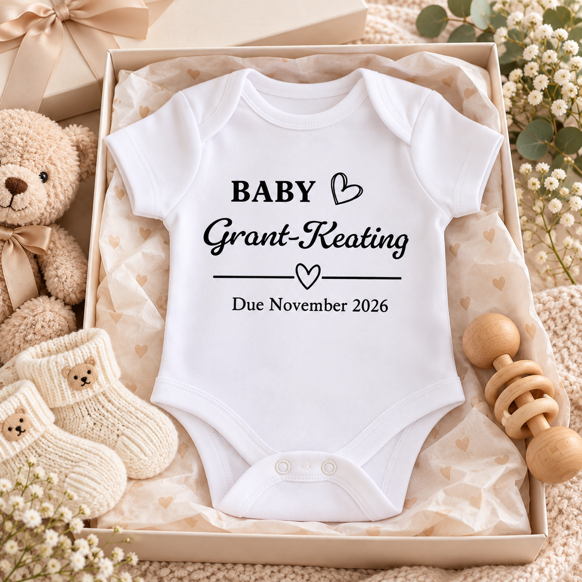 Personalised Baby Announcement Vest | Pregnancy Reveal & Due Date
