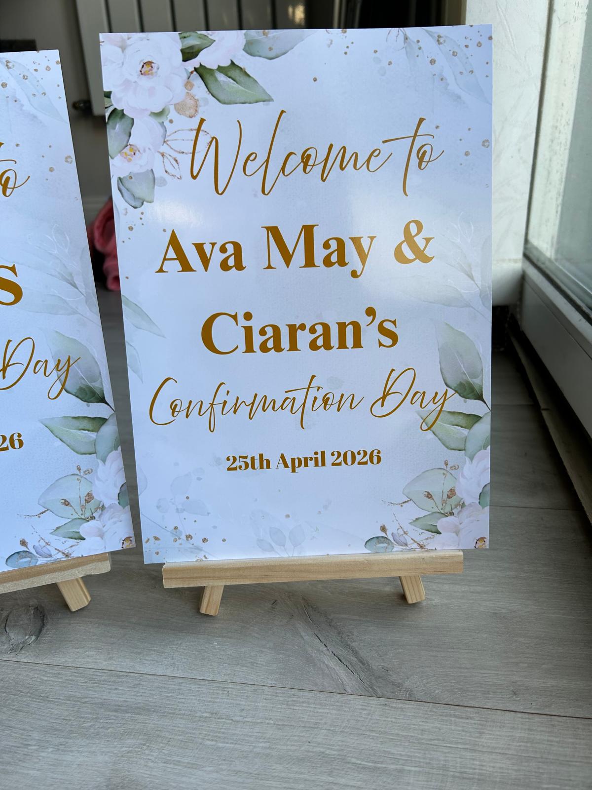 Green Floral Personalised Party Welcome Sign - A3 & A4