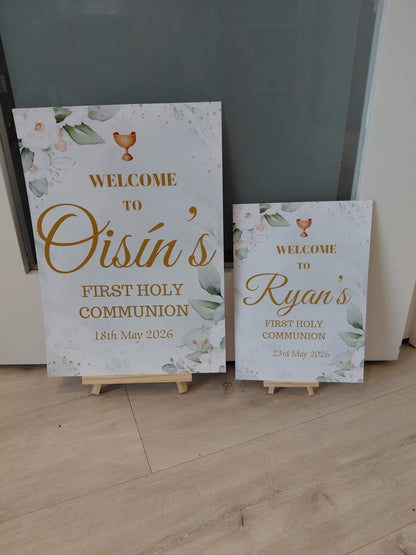 Green Floral Personalised Party Welcome Sign - A3 & A4