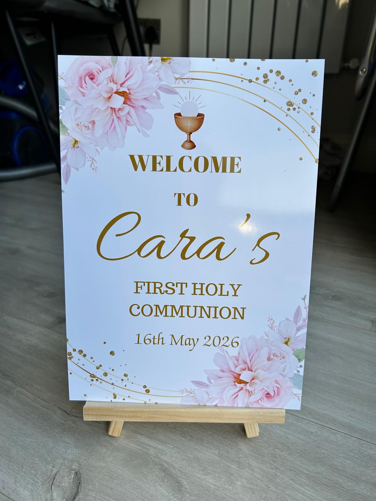 Pink Floral Personalised Party Welcome Sign - A3 & A4