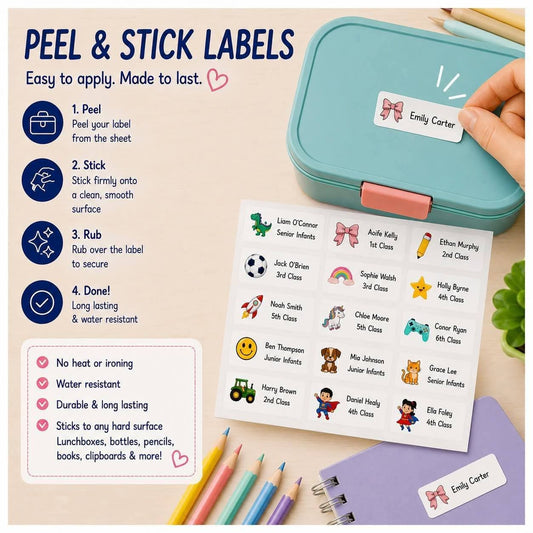 Personalised Peel & Stick School Name Labels