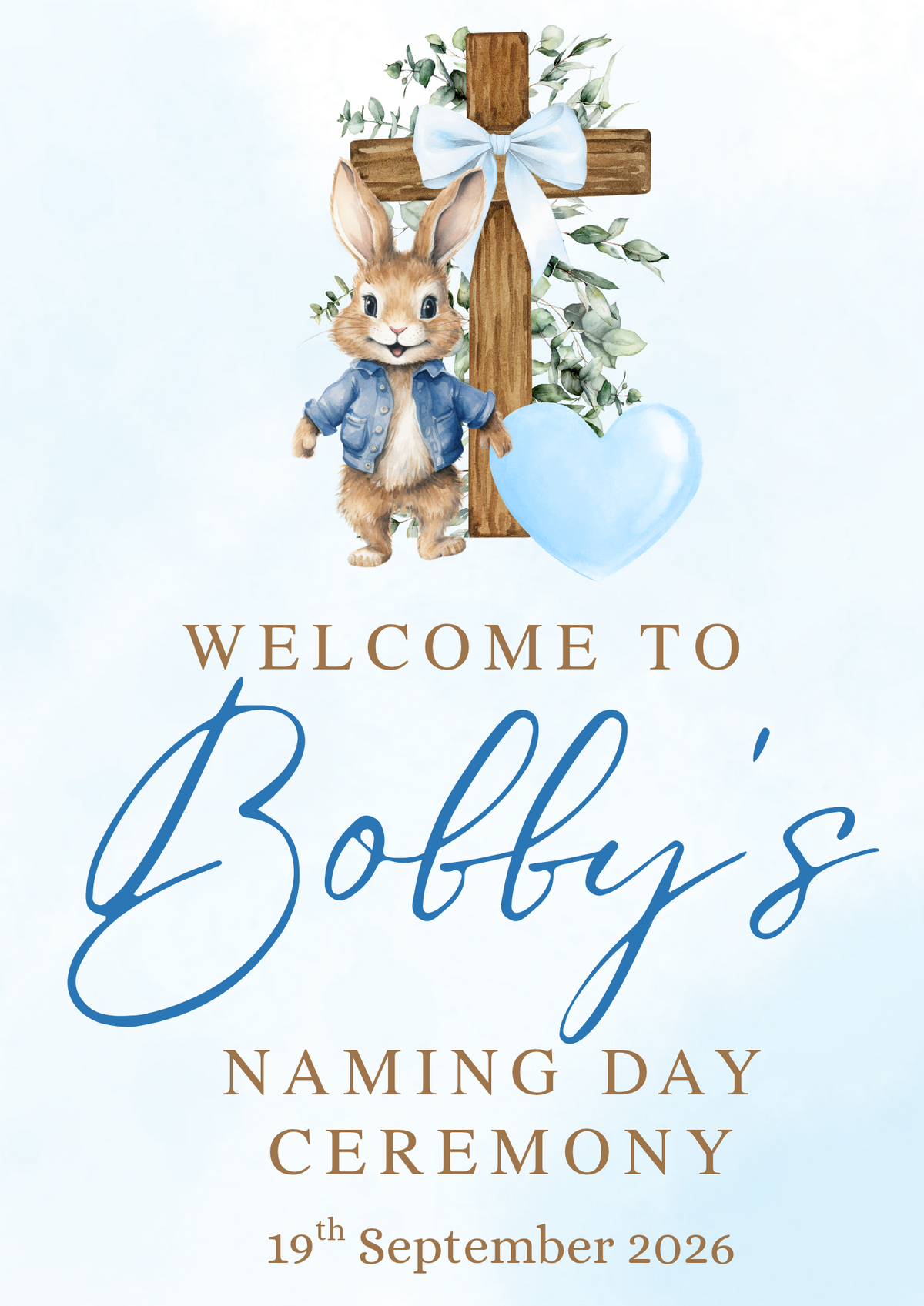 Boys Christening & Naming Day Personalised Welcome Sign - A3 & A4