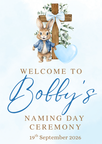 Boys Christening & Naming Day Personalised Welcome Sign - A3 & A4