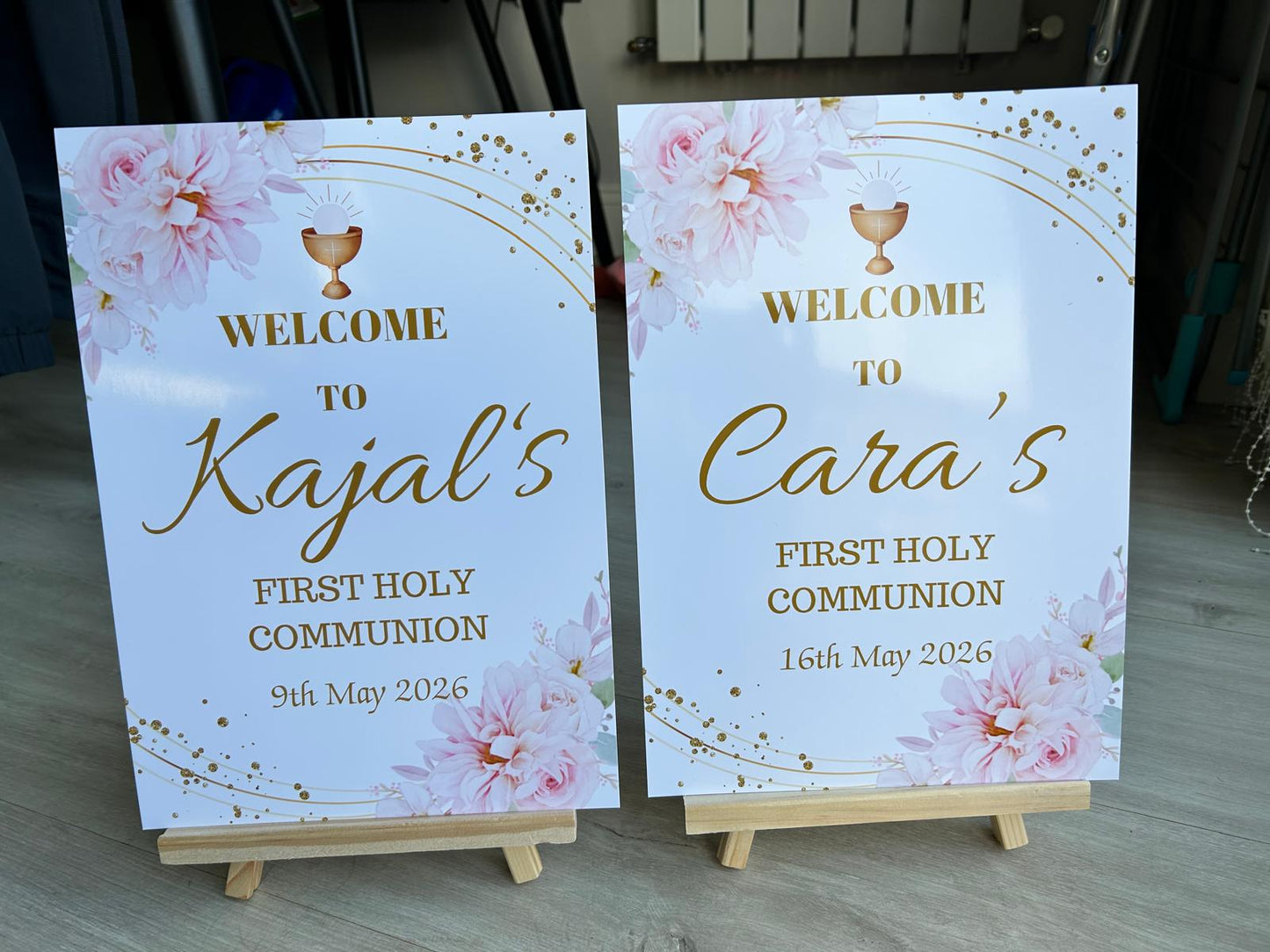 Pink Floral Personalised Party Welcome Sign - A3 & A4