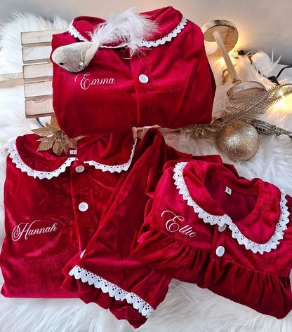 Red Velvet Personalised Christmas Pyjamas - PRE- ORDER ONLY