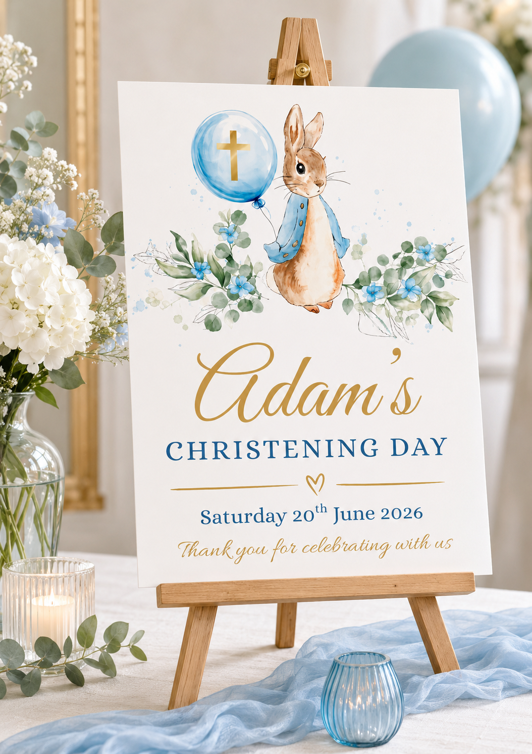Peter Rabbit Personalised Party Sign - A3 & A4