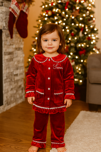 Red Velvet Personalised Christmas Pyjamas - PRE- ORDER ONLY