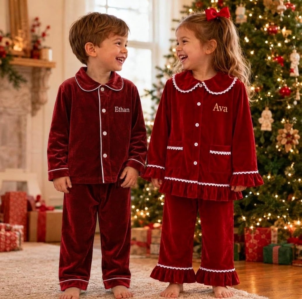 Red Velvet Personalised Christmas Pyjamas - PRE- ORDER ONLY