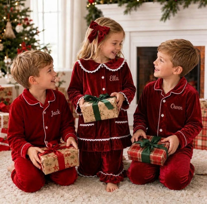 Red Velvet Personalised Christmas Pyjamas - PRE- ORDER ONLY