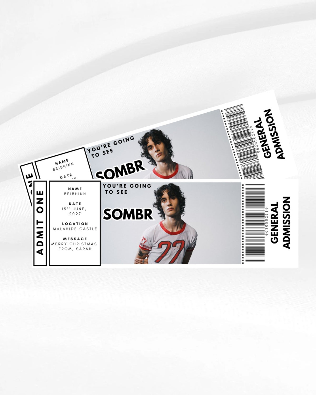 Personalised Sombr Concert Ticket